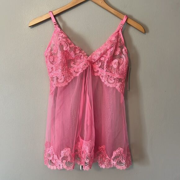 New! Victoria's Secret Very Sexy Sheer Boho Floral Embroidery Babydoll size L - Picture 1 of 13